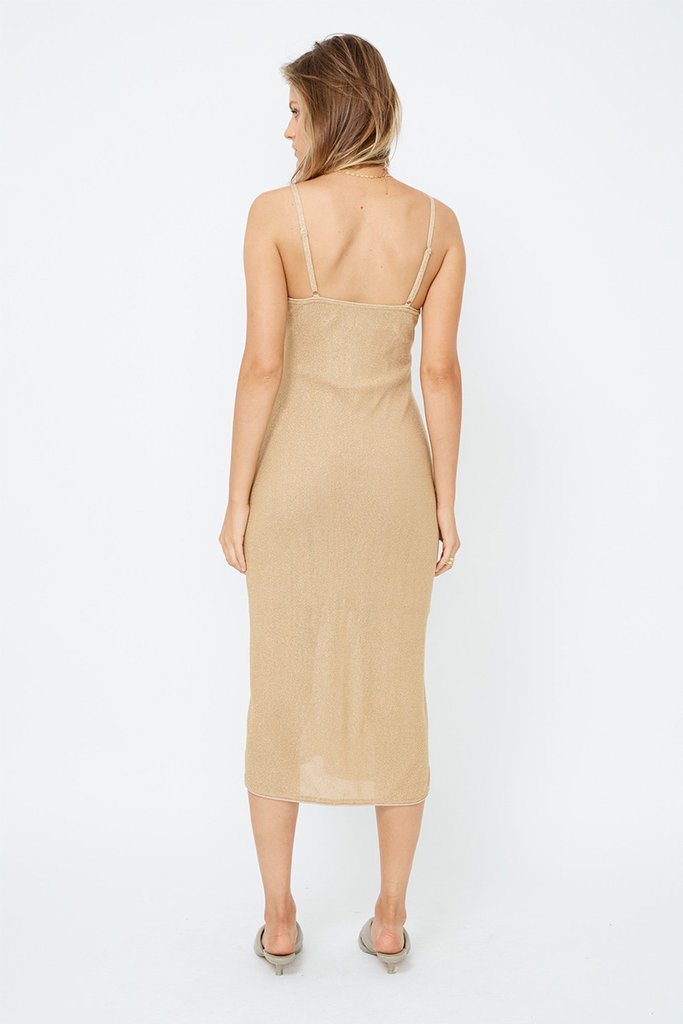 Billie Knit Cut Out Midi Dress - Gold